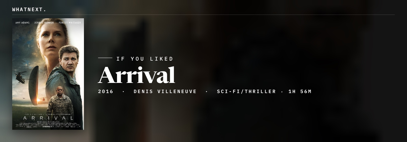 If you liked Arrival (2016, Denis Villeneuve, Sci-Fi/Thriller, 1h 56m)